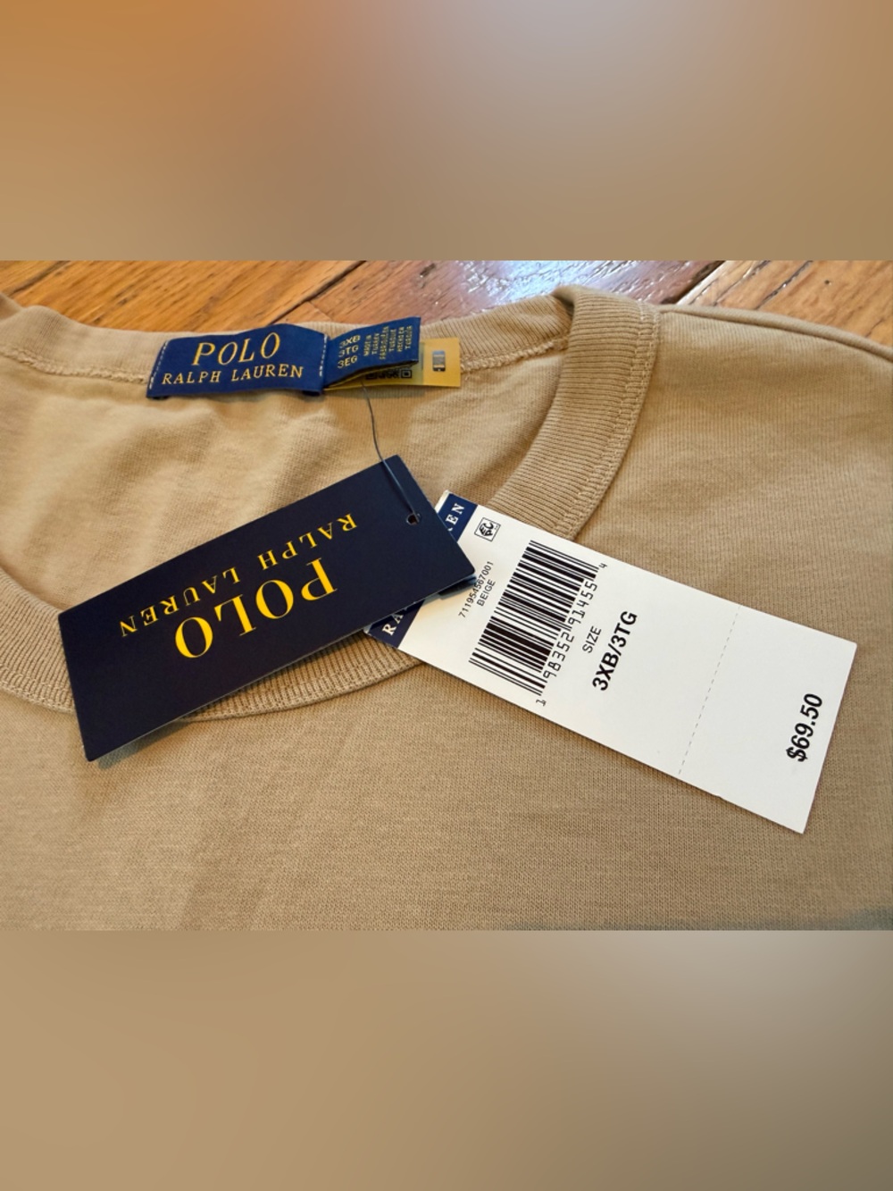 Polo Ralph Lauren Beige Embroidered BIG PONY Classic Fit T Shirt Men’s Size 3XB - Picture 6 of 13